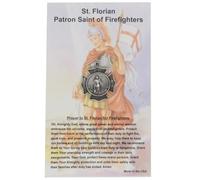 St. Florian Medal with Patron Saint of Firefighters Prayer Card | 1.25" Medal | 5" x 3" Holy Card | Great Catholic Gift | Made in the USA
