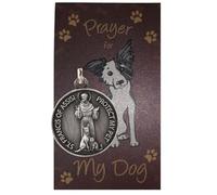 St Francis Medal for Dogs Collar Pendant with Saint Pet Prayer Card, base, No Gemstone