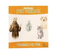 St. Francis Pet Medal | Small Oval Pet Collar Charm | A Great Gift for Pet Lovers | Comes with Different Colored Card | Christian Pet Goods (Orange Card)