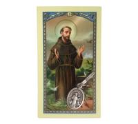 St. Francis Pet Medal with Prayer for My Pet Laminated Holy Card | Religious Saint Collar Tag