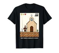 St. Francis Rebuild My Church 8-Bit Catholic Video Game T-Shirt