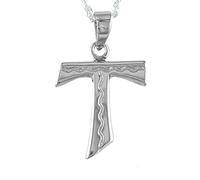 St Francis Tau Cross 15x13 mm Necklace in Sterling Silver, with Gift Box