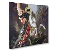 St George And The Dragon by Gustave Moreau Canvas Wall Art Print 14x14 Inch