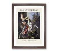 St George And The Dragon By Gustave Moreau Exhibition Museum Painting Framed Print | A4 Walnut Framed Wall Art | Ready to Hang | Modern Historical Picture | Living Room Bedroom Lounge Office