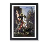 St George And The Dragon By Gustave Moreau Framed Wall Art Print A4 Black