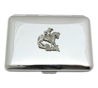 St George and the Dragon Cigarette Tin Chrome Plated Steel Medium or Large Free Engraving cc 577