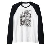 St George and The Dragon Vintage England Art Catholic Saint Raglan Baseball Tee