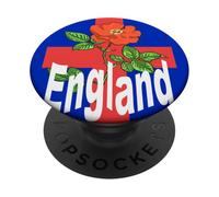 St George Cross With Tudor Rose and England Text PopSockets Adhesive PopGrip