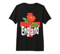 St George Cross with Tudor Rose and England Text Premium T-Shirt