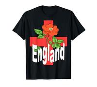 St George Cross with Tudor Rose and England Text T-Shirt