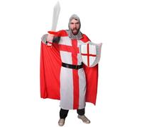 St George Knight Costume with Inflatable Sword and Shield I Love Fancy Dress Red Small
