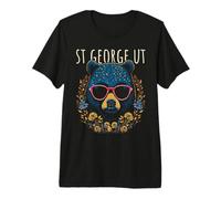 St George Utah Bear Wearing Sunglasses and Flowers Design Premium T-Shirt