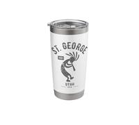 St George Utah Dancing Kokopelli Souvenir Distressed Design Stainless Steel Insulated Tumbler