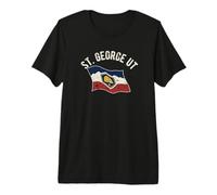 St George Utah Waving UT Flag Distressed Style Design Premium T-Shirt