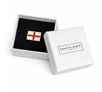 St. George's Cross England Flag Enamel Lapel Pin Badge, Silver Finish, Gift Box, Onyx Art LP66, In Premier Life Store Box