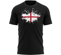 St Georges Cross Ink Splatter T Shirt Men English Celebrations Tee Saint George Day England Top, M, Black