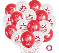 St. Georges Day Balloons Decorations - 36 Pieces Red White England Flag Design Latex Balloons, St George Knights Shields Flag Printed Balloon Decor for England National Day Party