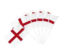 St Georges Day Decorations, 12Pcs England Flag on Sticks, 21cm X 14cm, St Georges Flag Perfect for St. Georges Day Euros Cup and Independence Day Celebrations