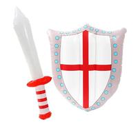 St George's Day Inflatables - English Flag Inflatable Shield + Red and White Inflatable Sword - England National Day Fancy Dress Sports Supporters Accessory Set - Pack Of 1