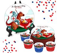 St George's Day KNIGHT 8 INCH Cake or Cupcake Icing Toppers - England Celebration Party Cake Decorations Perfect For Brownies Cookies Muffins & More! (1 x 8 Inch Circle Cake Topper (20.3cm x 20.3cm))