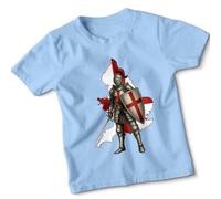 St George's Day Knight England Map Kids Tshirt Patriotic British Holiday Tee for Youth 3-4 Years Sky Blue