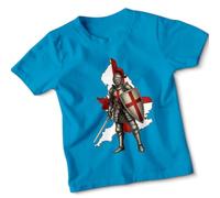 St George's Day Knight England Map Kids Tshirt Patriotic British Holiday Tee for Youth 5-6 Years Azure Blue
