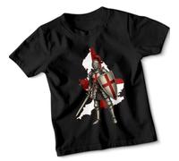 St George's Day Knight England Map Kids Tshirt Patriotic British Holiday Tee for Youth 5-6 Years Black