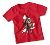St George's Day Knight England Map Kids Tshirt Patriotic British Holiday Tee for Youth 5-6 Years Red