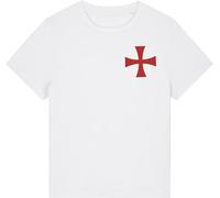 St George's Day Left Chest Embroidered T Shirt England Flag Saint George’s Day Knight Patriotic Flag Union Jack Unisex Adult Kids Tee Top White