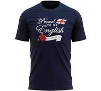 St George's Day Proud to Be English Mens T Shirt England Rose Tee, XXL, Navy