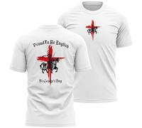 St George's Day Proud to Be English Red Cross Knight Mens T Shirt England Tee, 3XL, White