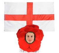 St George's Day Set - Hat and 5ft x 3ft Flag I Love Fancy Dress Red 2 Pack