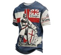 St Georges Day Shirts for Men England T Shirt with English Flag Saint George Patriotic Graphic Tee Lightweight Summer Tops Breathable Sport T-Shirts Vintage Holiday Tshirts