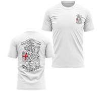 St Georges Day T Shirt for Men Proud to Be English Large Back Print Matching Pocket English Pride Tee, L, White