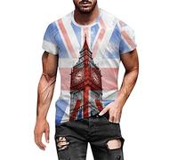 St Georges Day T Shirts for Men, Union Jacket T Shirts for Men 2024 Trendy Summer Patriotic Casual Short Sleeve Crew Neck Union Jack Flag Printed Graphic Tees for Englishman T-Shirt