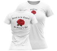 St Georges Day Womens T Shirt Proud to Be English Red Rose England Tee