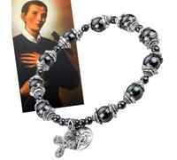 St Gerard Bracelet Hematite Beads Prayer Card Catholic Gift for Mothers