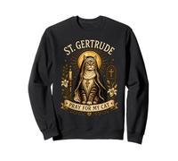 St Gertrude of Nivelles Cats Religious Cat Art Sweatshirt