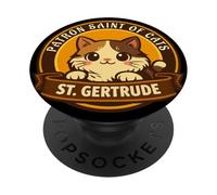 St. Gertrude Patron Saint of Cats Vintage Style product PopSockets Adhesive PopGrip