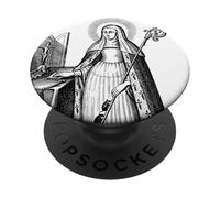 St Gertrude Vintage Catholic Art Patron Saint of Cats PopSockets Adhesive PopGrip