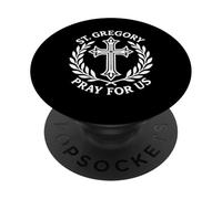 St. Gregory Pray For Us Catholic Religious Cross PopSockets Adhesive PopGrip