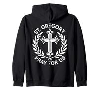 St. Gregory Pray For Us Catholic Religious Cross Zip Hoodie