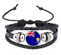 St Helena Black Leather Bracelet and Velvet Gift Bag
