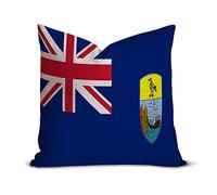 St Helena Flag Farmhouse Decorative Throw Pillow Case 18 x 18 Inch, Vintage Retro Rustic Flag Cushion Cover Case, Patriotic Square Pillow Case Cotton Linen Cushion Case for Mom Dad Friends Gift