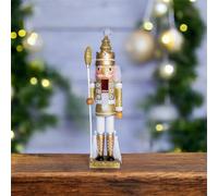 Gold Nutcracker with Staff Christmas Decoration Netagon Gold One Size