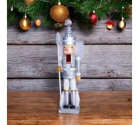 Nutcracker with Staff Christmas Decoration Netagon Silver One Size