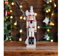 St Helens 40Cm Glitter Nutcracker Soldier - White, White