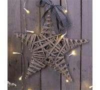 St Helens Christmas Light Grey Wicker Star Woven Willow