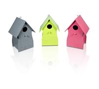 St Helens Home and Garden Coloured Wood Bird House Nesting Box for Small Garden and Wild Birds Set of 3