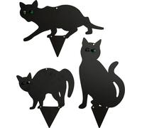 St Helens Home and Garden Life-Sized Decoy Cat - Bird and Small Mammal Scaring Device with Realistic Reflective Eyes - Pack of 3